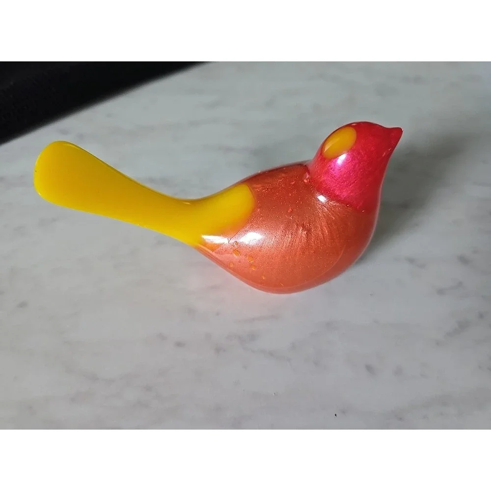 Handmade Resin Bird Red Yellow Orange Decoration Gift ‎ 588